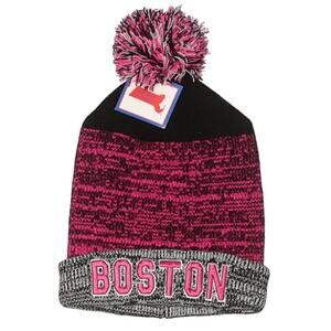 Bay State Pink and Black Boston Pom Pom Hat